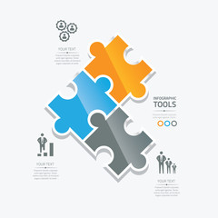 Wall Mural - business puzzle pieces infographic option tools vector