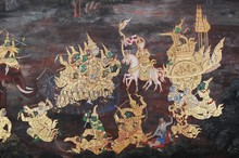Mural About Ramayana Literature In Thailand's King Palace