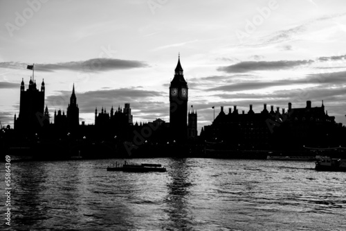 Naklejka samoprzylepna Wieża zegarowa Big Bena i dom parlamentu w mieście Westminster,