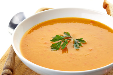 Sticker - squash soup in a white plate