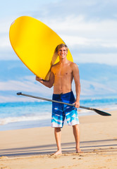 Poster - Man with Stand Up Paddle Board