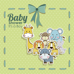 Canvas Print - baby shower animals icons