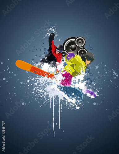 Board z aluminiowym obramowaniem Plakat snowboardowy