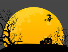 Halloween Background With Witch