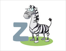 Cartoon Zebra And Letter Z