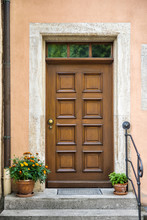 Front Door With Decorative Flowers