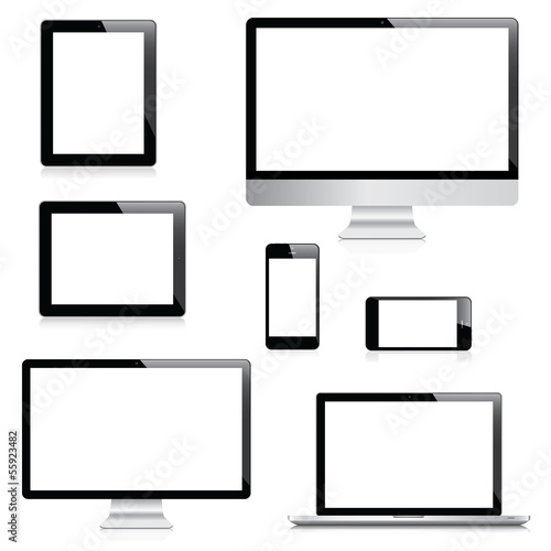 Fotografie, Obraz Modern computer, laptop, tablet and smartphone vectors