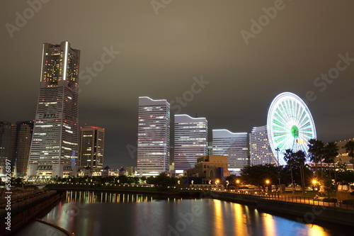 Obraz w ramie Yokohama skyline night view