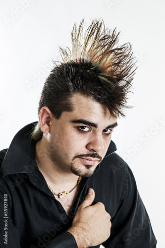 Fototapeta na wymiar Punk man with mohawk portrait