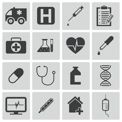 Poster - Vector black  medical icons set