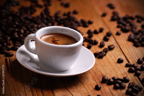 Obraz na płótnie canvas czteroczęściowy "tetraptyk" Espresso w białej filiżance