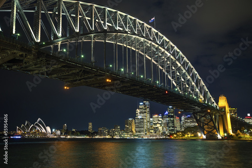 sydney harbour bridge in australia at night Poster