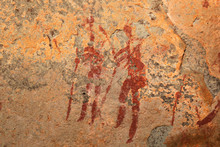Bushmen Rock Painting Depicting Human Figures