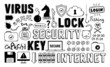 Internet security doodle vector set