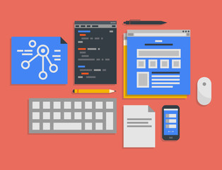 Poster - Programming and web development process illustration