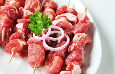 Wall Mural - Raw pork skewers