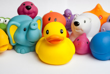 Rubber Duck And Friends Against White Background