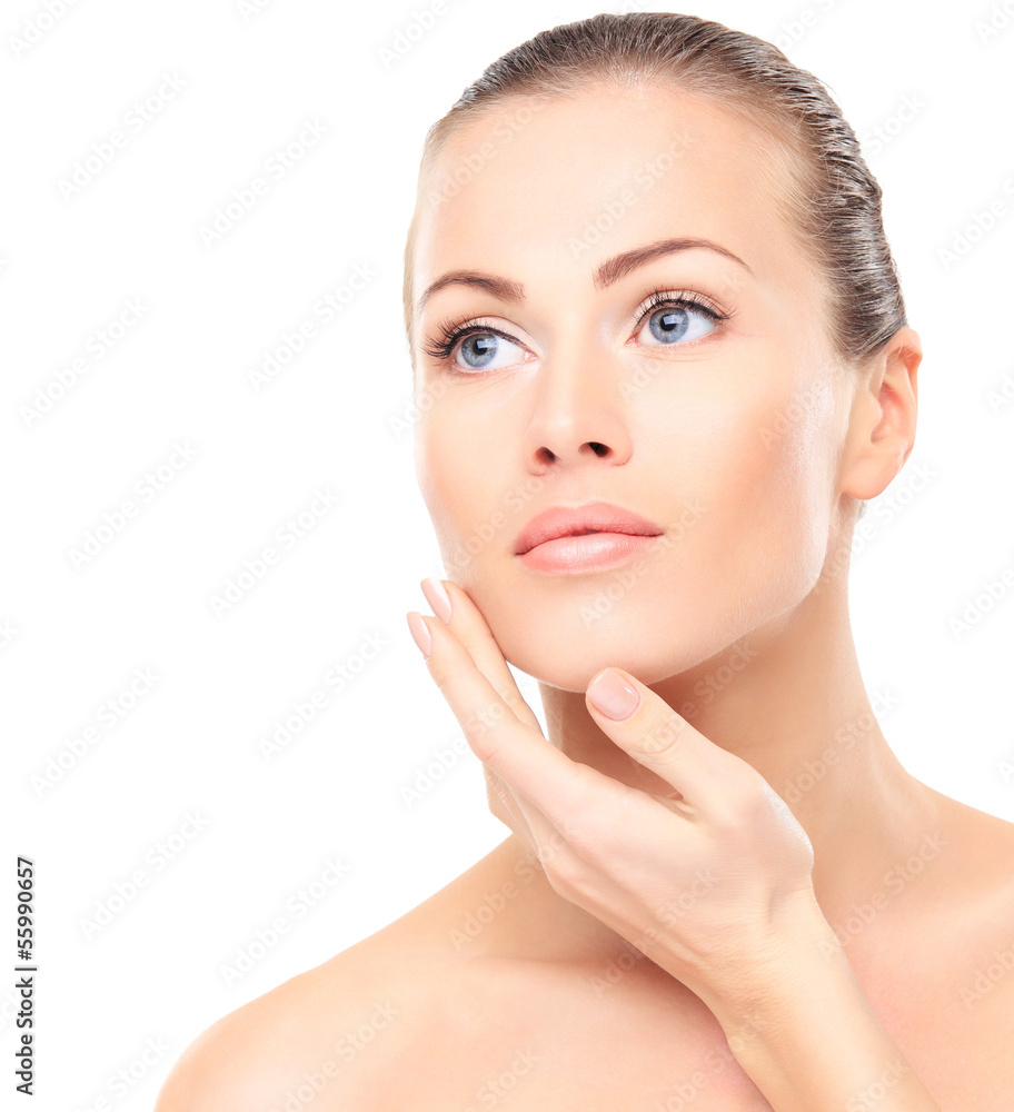 Beautiful Girl Touching Her Face. Beauty Face.