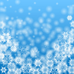 Sticker - white snowflakes on a blue background.christmas background.vecto