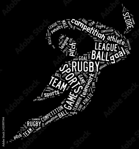 Naklejka samoprzylepna Piktogram piłka nożna rugby z białymi słowami