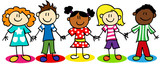Fototapeta Do pokoju - Stick figure ethnic diversity kids