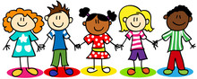 Stick Figure Ethnic Diversity Kids