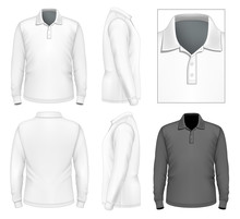 Men's Long Sleeve Polo-shirt Design Template