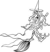 Witch Cartoon For Coloring Book