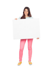 Wall Mural - Attractive girl with blank placard