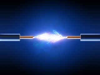 electrical spark between two insulated copper wires
