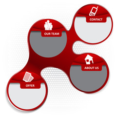 Fototapete - Red abstract vector infographic background with icons for compan