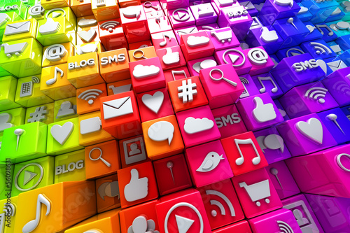 Naklejka dekoracyjna Kolorowe ikony mediów społecznościowych