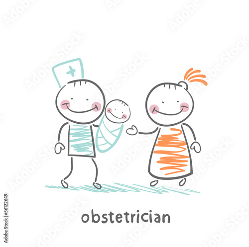 Fotografie, Obraz obstetrician with the patient and the child