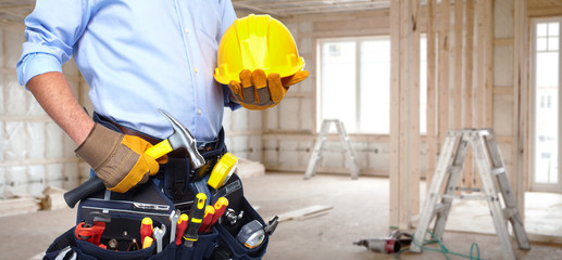 Sticker - Handyman with a tool belt.