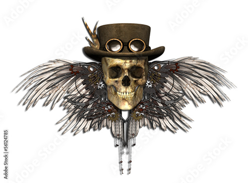 Obraz na płótnie canvas trzyczęściowy "tryptyk" Steampunk czaszka