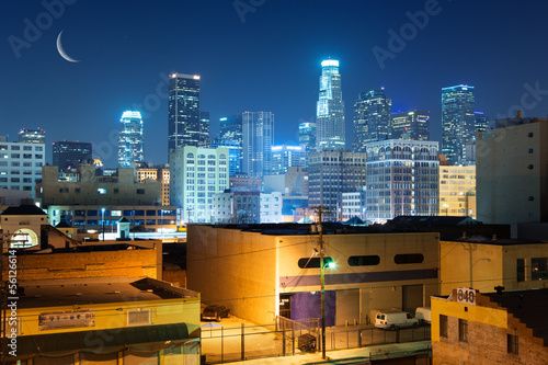 Naklejka samoprzylepna Panoramę miasta Los Angeles w nocy