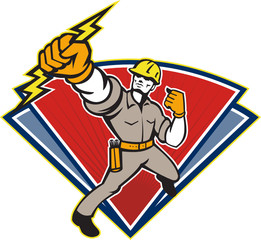 Sticker - Electrician Punching Lightning Bolt