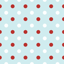 Christmas Retro Background With Polka Dots In Red And White