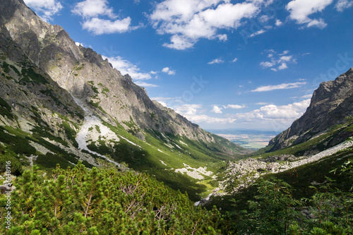 Fotoboard na płycie Dolina w górach latem - Wysokie Tatry, Słowacja, UE