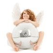 happy teenage angel girl with disco ball