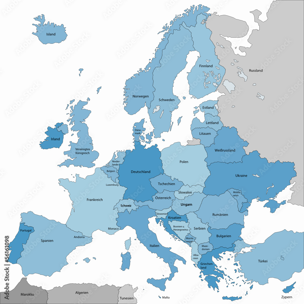 europa in blau - obrazy, fototapety, plakaty 
