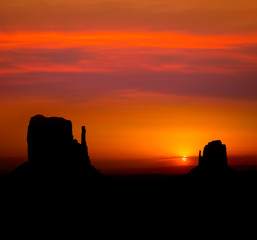 Sticker - Sunrise at Monument Valley West and East Mittens Butte