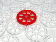 3d white red cog icon