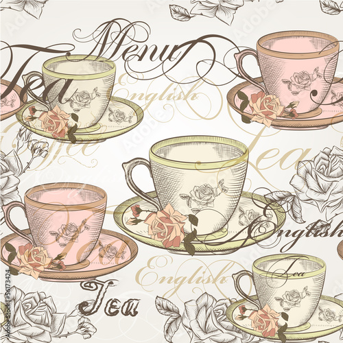 Naklejka - mata magnetyczna na lodówkę 14)	Seamless vector wallpaper design in vintage style