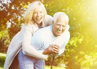 Old people over park background