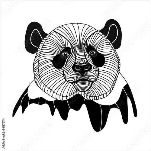Obraz na płótnie canvas dwuczęściowy "dyptyk" Niedźwiedź panda głowa symbol zwierzę, ilustracji wektorowych na t-shirt.