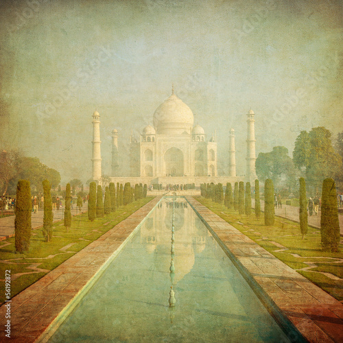 Fotoboard na płycie Vintage obraz z Taj Mahal, Agra, Indie