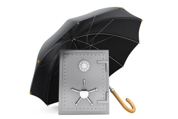 Poster - Safety Bank Concept. Safe under the umbrella