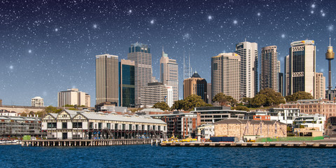 Poster - Skyscrapers of Sydney Harbour in Port Jackson, natural harbour o