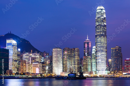 Naklejka samoprzylepna Hongkong miasto nocą